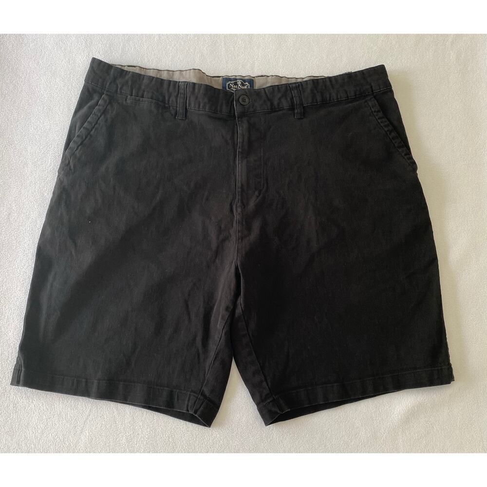 Nat Nast Chino Shorts Men's 42x9 Black Stretch Cotton Casual #